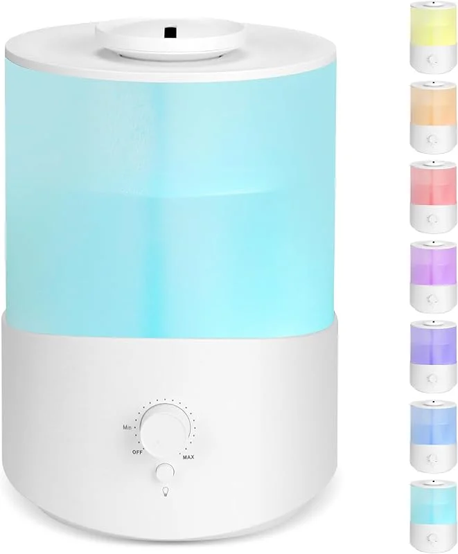 AiQInu Humidificador de ambiente, humidificador de ar 2, 5 L Top-Fill ultrassónico, difusor óleos essenciais com 7 luzes noturnas para quarto, plantas e quarto