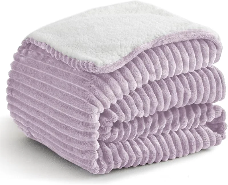 Manta Sherpa tamanho King, manta de forro polar King para cama, manta macia e quente para inverno, manta macia reversível, lavanda, 108 x 90 polegadas — Aquecimento