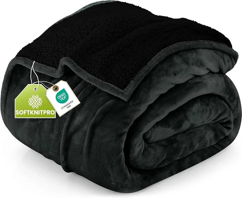 Utopia Bedding Manta flanela reversível polar (preto, 150 x 200 cm) — Aquecimento