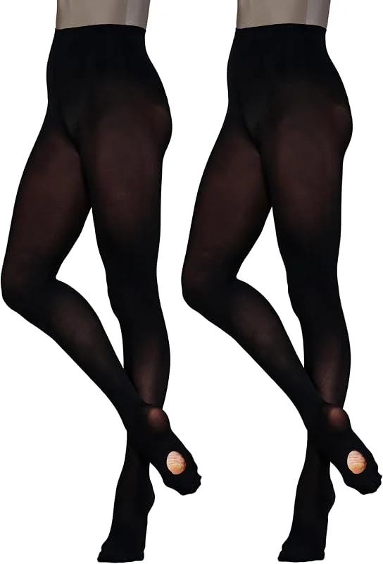 Silky Dance 2 pares de meias conversíveis de ballet de dança, 60 denier, pacote múltiplo para meninas, meninos, adultos, mulheres, rosa, claro, branco, preto, bronzeado e bronzeado claro — Roupa aquecida