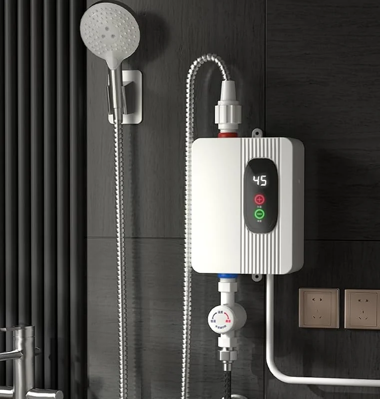 Aquecedor de água quente instantâneo elétrico para chuveiro, sem tanque, 3500 W, suporte de mangueira de aquecedor de água instantâneo para casa de banho — Aquecimento