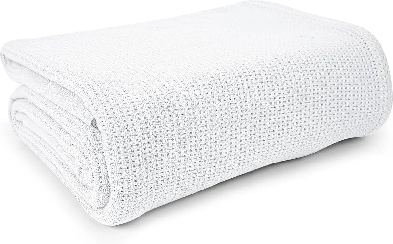 Linteum Manta térmica têxtil para hospital, 66 x 90 polegadas, 100% algodão, respirável, macio e aconchegante, design de tecido de células abertas, manta de cama para cama, sofá, manta para todas as — Aquecimento