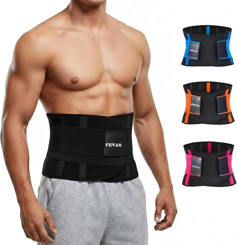 FEVAN Faixa lombar homem e mulher - faixa abdominal homem e mulher com duplo ajuste de velcro e suportes lombares - cinto lombar para aliviar a dor nas costas. — Roupa aquecida