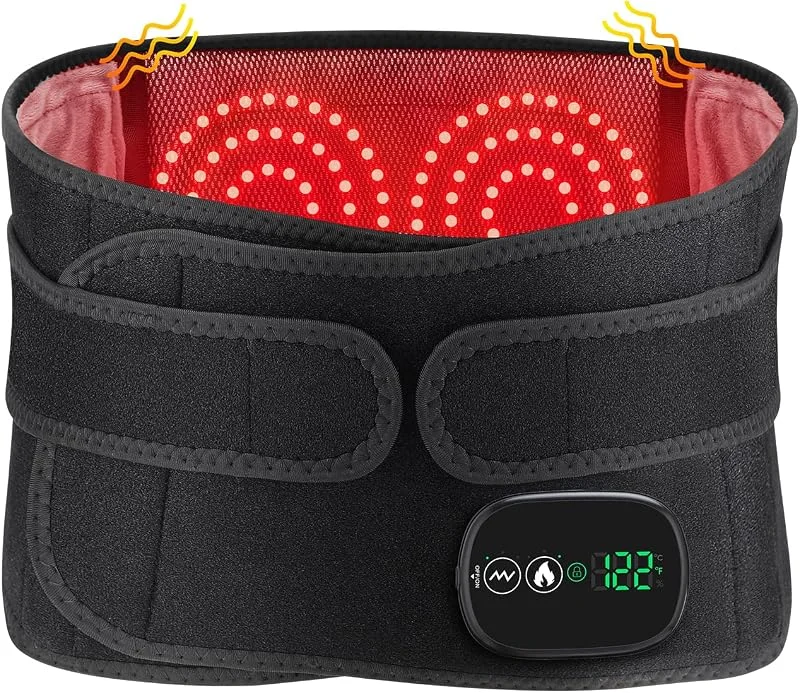 Almofada elétrica para a cintura, cinto elétrico sem cabos para as costas com 3 modos de aquecimento rápido e massagem, ecrã tátil, para abdómen com bateria recarregável de 5000 mAh (preto) — Roupa aquecida