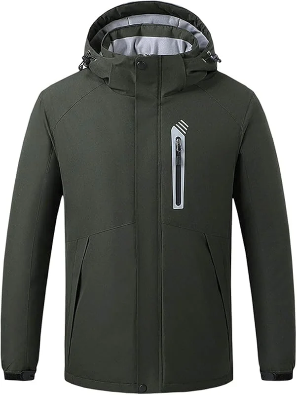 Chaqueta calefactable USB for Hombre, Impermeable, de plumón, con Forro de algodón, for Invierno(Green, XX-Large) — Roupa aquecida