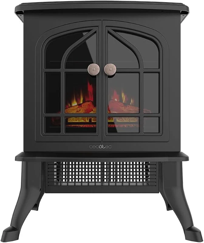 Cecotec Lareira elétrica de pé ReadyWarm 2000 Flames. 2000 W, 2 níveis de potência, termostato ajustável e controlo independente de chamas, área de cobertura 25 m2 — Cozinha e lar
