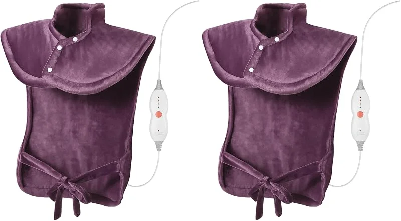 Cojín Térmico Eléctrico para Espalda, Hombros y Cuello, con 4 Niveles de Temperatura y Apagado Automático de 1, 5 Horas, 60 x 85 cm (Paquete de 2) — Aquecimento
