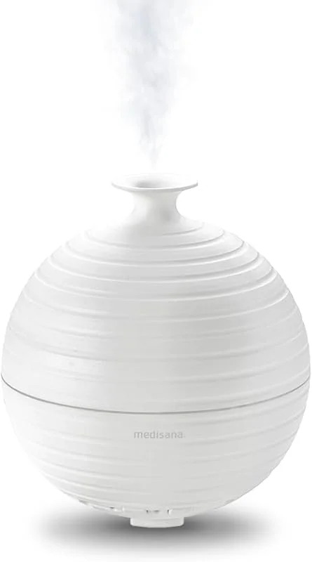 Medisana AD 620 Difusor de aromas, ambientador, candeeiro de fragrância com timer, perfume de ambiente elétrico, óleos essenciais de aroma, luz de bem-estar em 5 cores, 300 ml — Humidificador