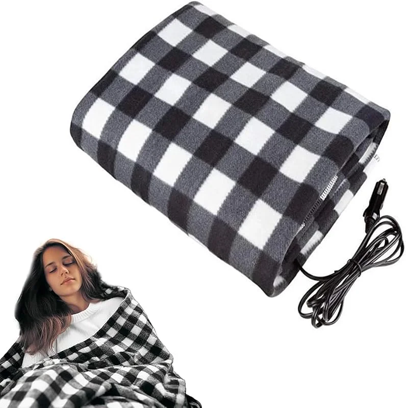 Manta elétrica para carro, 12 V, tapete elétrico, com 3 níveis de calor e temporizador, manta de aquecimento rápido para carro, camião, viagens, descanso, exteriores, kit de