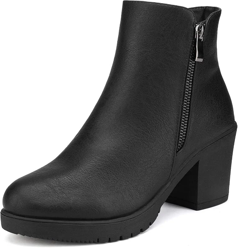 DREAM PAIRS Botins Chelsea de Mulher com Tacão Largo e Fecho de Inverno, Preto, 41, 5 UE — Roupa aquecida