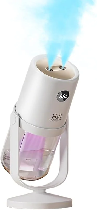 Humidificador Pequeño Humidificador con Doble Boquilla, Pantalla Digital y