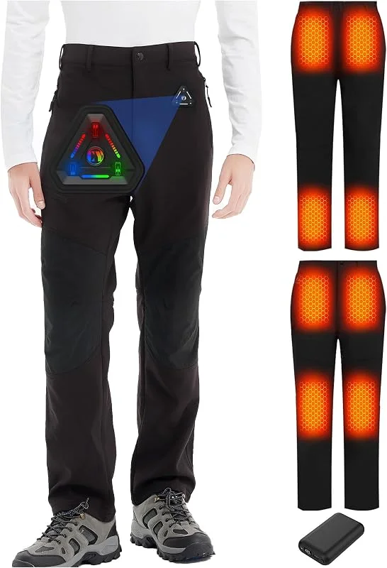 CYCYHEAT Calças aquecidas para homem e mulher com bateria de 7, 4 V 20000 mAh e controlo 4 em 1, calças térmicas impermeáveis tecnologia — Cozinha e lar