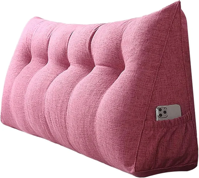ZTGL Almofada triangular grande com cunha para encosto, almofada de leitura de cabeceira almofada de apoio lombar almofada de posicionamento para sofá-cama, com capa lavável, rosa, 80 x 50 x 20 cm — Aquecimento