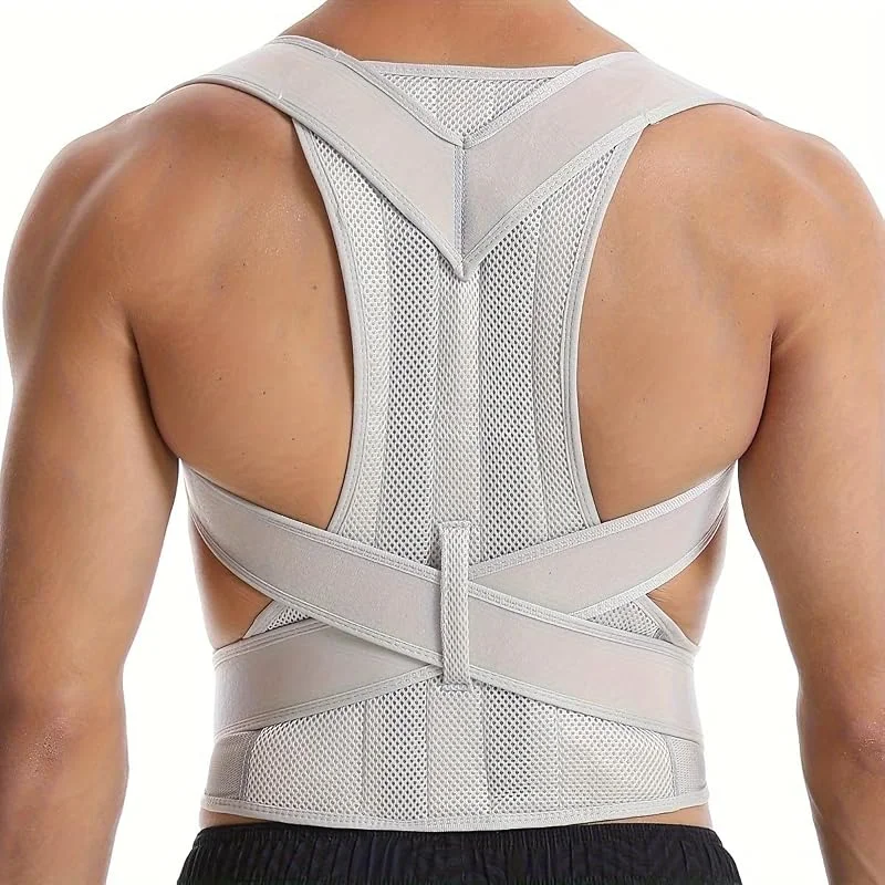 Talla Grande XS-5XL Faja De Soporte Lumbar Corrector De Postura Soporte De Hombros, Cuello Y Clavícula Faja Lumbar para Escoliosis Ayuda A Corregir La Joroba(Gray, XL) — Roupa aquecida