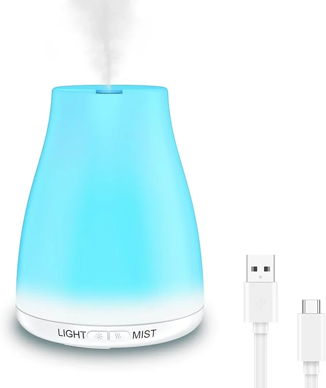 Amir Difusor de óleo, aromaterapia óleo essencial difusor ultra-sónico Mist humidificador com luzes LED de cor variável, Waterless – desligamento automático portátil para casa, ioga, escritório, spa