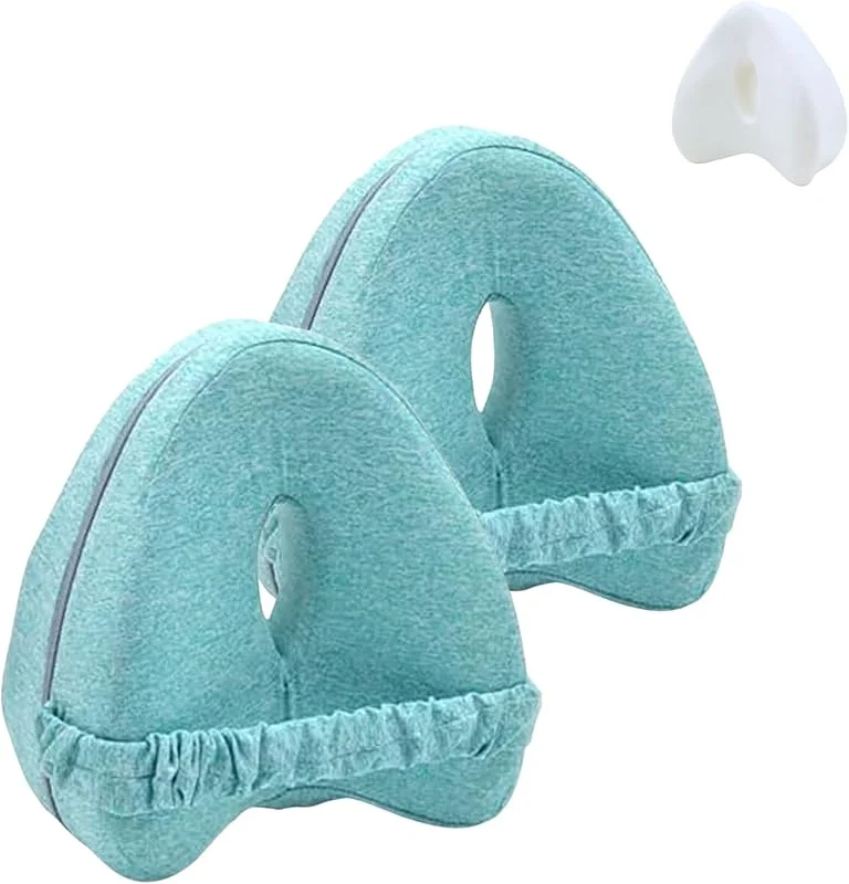 2 unidades Almofada ortopédica para perna e joelho, almofada ergonómica com espuma viscoelástica, almofada para dormir posicionadora para grávidas alivia dores nas pernas, anca e articulações. — Aquecimento