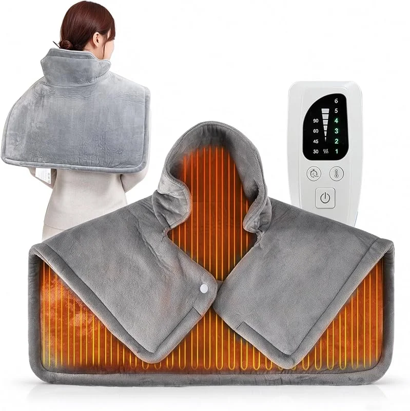 Cojín térmico para cuello y hombros, lavable con 6 niveles de calor (25 – 55 °C), calentador de cuello eléctrico, apagado automático, calentador de hombros, regalo para madre, esposa, mamá, papá — Aquecimento
