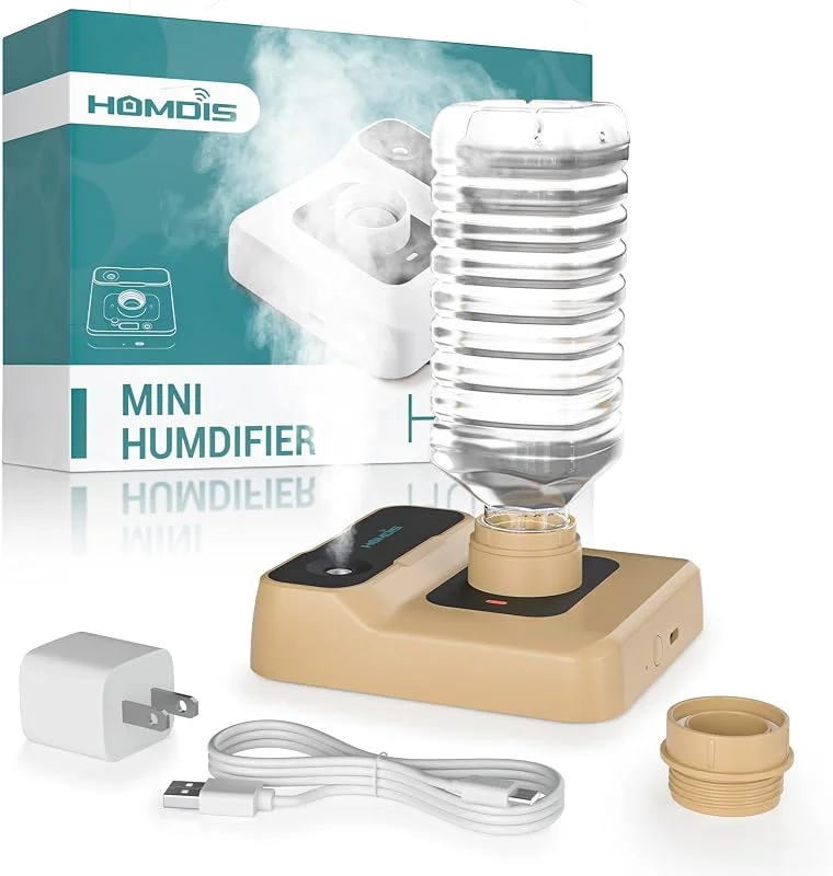 Humidificador de viagem, pequeno humidificador portátil para plantas, quarto, escritório, hotel ou carro, 5000 mAh, funciona a pilhas, mini humidificadores de névoa fria, silencioso, 23 dB
