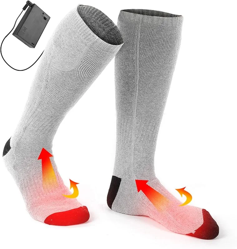 Meias térmicas elétricas - homem mulher meias térmicas com bateria recarregável para clima frio - meias térmicas de inverno de algodão para pés frios crônicos para acampar caminhadas M — Roupa aquecida