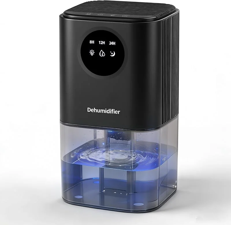 Deshumidificador, deshumidificadores pequeños de 1, 615.9 g para el hogar, ultra silencioso (25 dB), mini deshumidificador de 350 pies cuadrados, portátil para baño, dormitorio, armario, sótano, RV