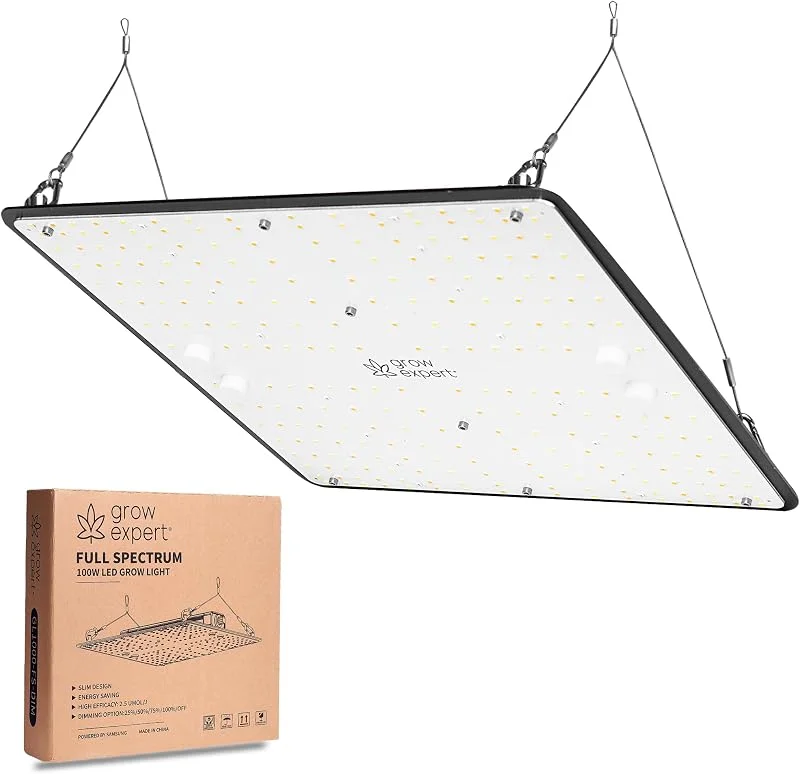 Candeeiro LED de cultivo de 100 W, 30 cm x 30 cm, candeeiro solar para plantas com LED Samsung LM301D, espectro completo com luz vermelha de 660 nm e vermelho distante de 730 n, regulável e baixo consumo — Aquecimento