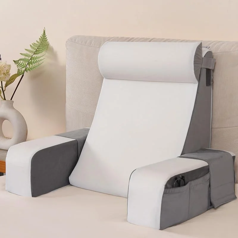 Vekkia Almofadas de leitura melhoradas para sentar na cama para adultos, almofada de costas para sentar na cama, cadeira de cama de apoio com braços, almofada de apoio confortável para — Aquecimento