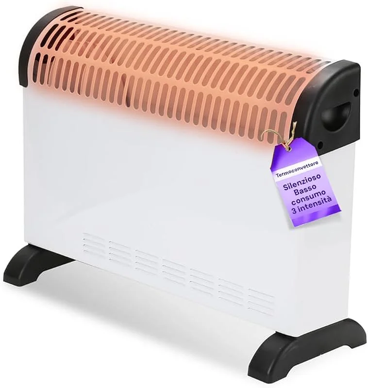 Wintem – Convector eléctrico de suelo Kenya 2000 W para calefacción de casa silencioso con termostato ajustable y protección contra sobrecalentamiento, ideal como estufa de bajo consumo (blanco) — Aquecimento