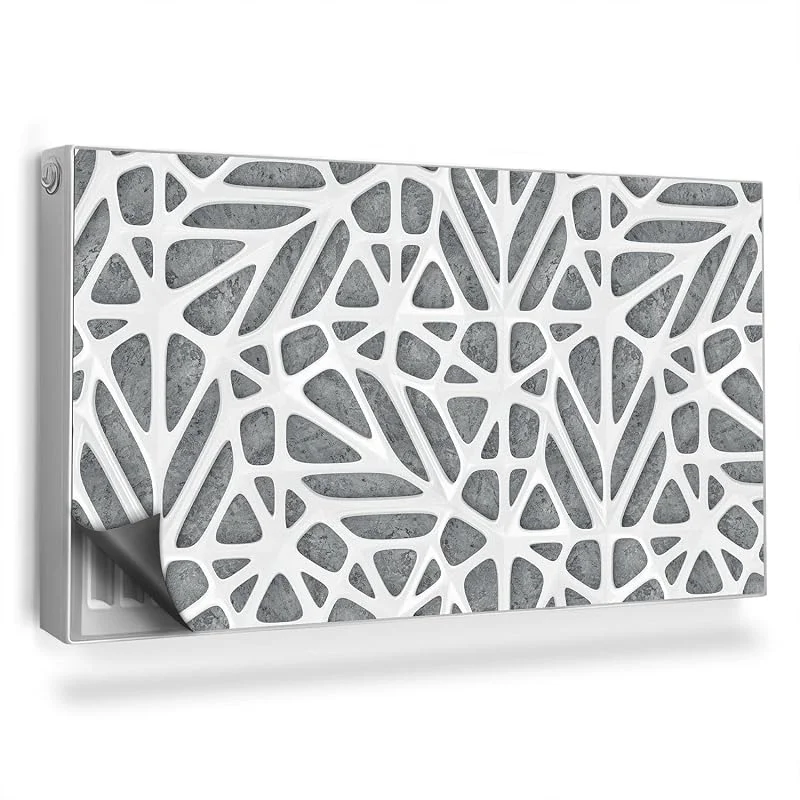 Tapete magnético 110 x 60 cm, fácil instalação para radiador proteção contra poeira e danos magnético painel decorativo - fundo cinzento fechado geométrico — Aquecimento