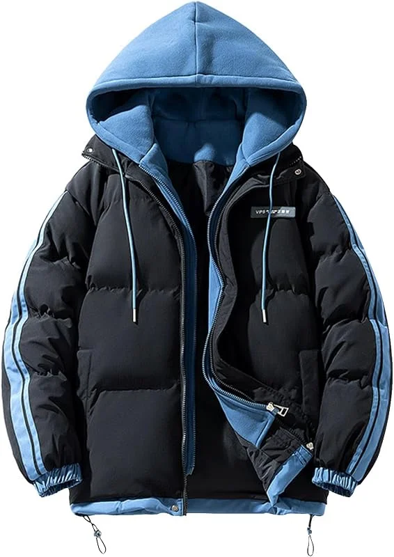 Genérico Casaco de inverno para homem, inverno plumas cor lisa com fecho de correr casaco leve fechos acolchoados caçador bomber acolchoado superior folgado e confortável — Roupa aquecida