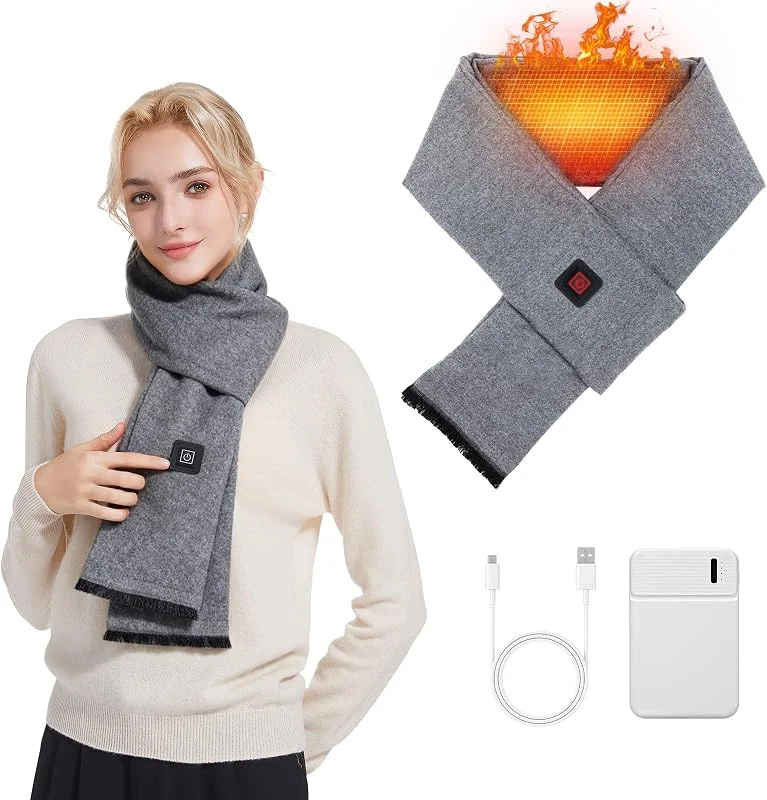 Cachecol térmico para mulheres e homens - cachecol elétrico recarregável com bateria 5000 mAh - pescoço térmico para clima frio — Roupa aquecida