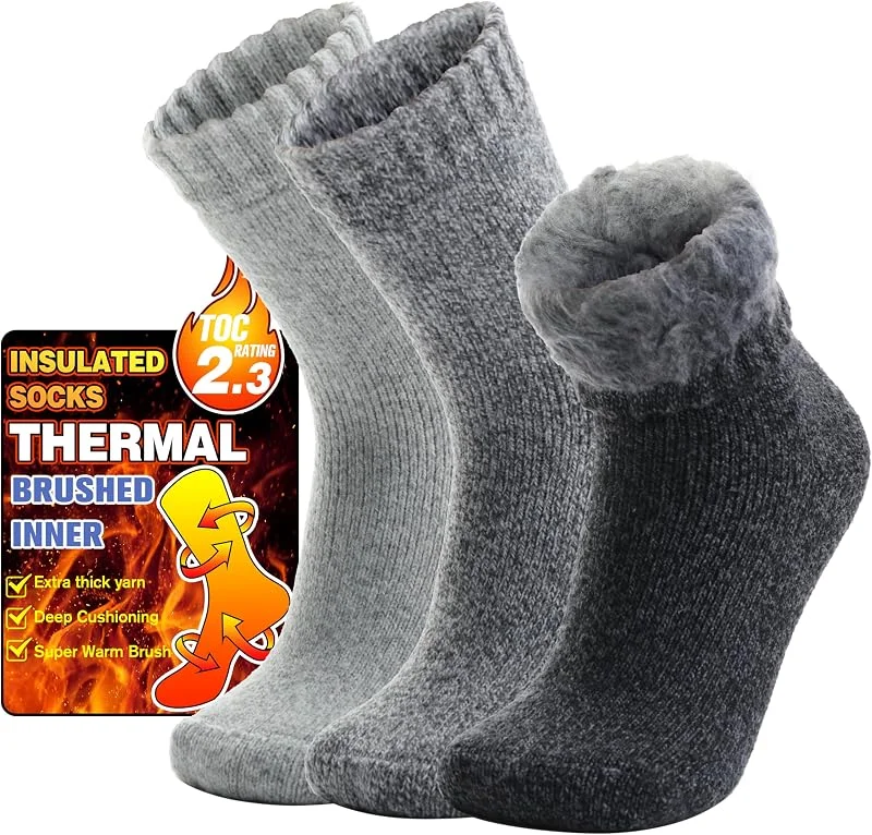 Welwoos 3 pares meias térmicas frio extremo aquecidas para mulher e homem, meias aquecidas inverno térmicas para esqui desporto — Cozinha e lar