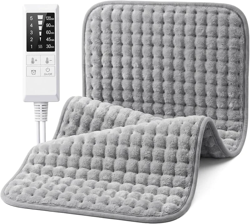 Anylife Almofada elétrica, almofada térmica para costas, pescoço e ombros, almofada elétrica, com temporizador de 4 níveis, controlo de temperatura de 6 níveis e função de desligamento automático — Aquecimento