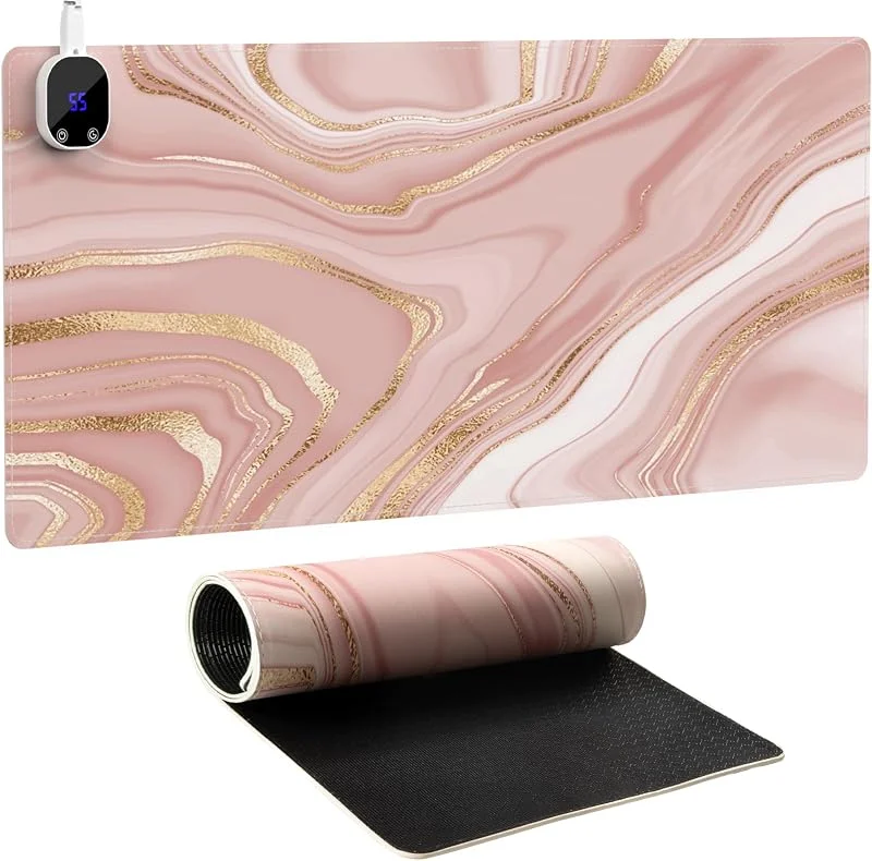 HAOCOO Alfombrilla de escritorio con calefacción grande, alfombrilla de mouse cálida para juegos, alfombrilla de escritorio de computadora para computadora, 3 niveles de calefacción, apagado Auot — Aquecimento