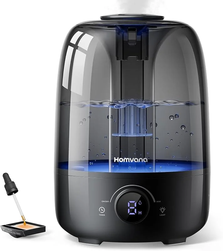 Homvana Top-Fill Humidificador para bebés Mocosy Tos, Cool Mist(4 L, preto)