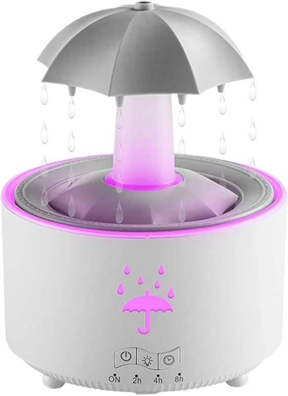 Humidificador de 7 colores con efecto de lluvia