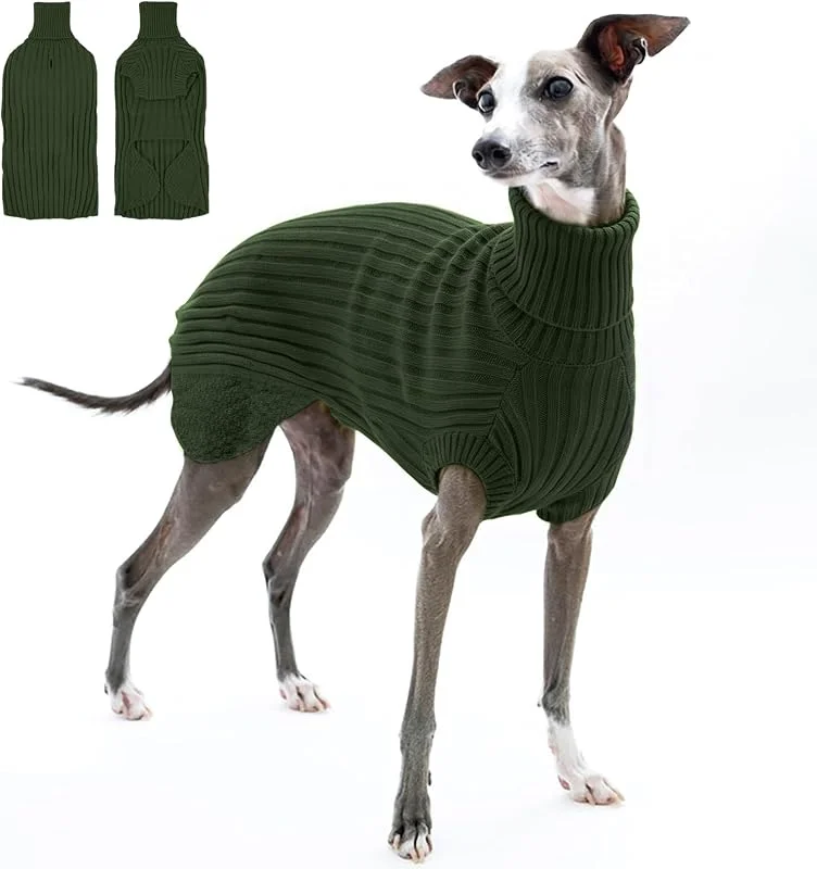 Camisola galgo, pijama galgo roupa galgos espanhol quente casaco Lurchers casaco cão médio de inverno para cães (verde, XL) — Roupa aquecida