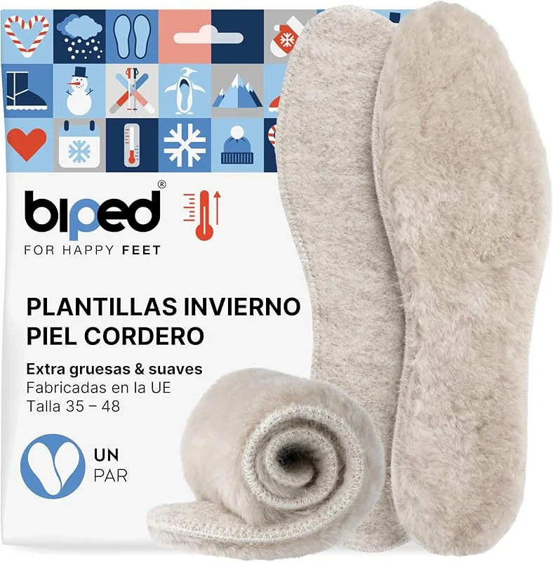 biped Palmilhas de pele de cordeiro premium - palmilhas para sapatos de inverno extra macias e grossas - palmilhas quentes de pele com fundo de feltro z1022 (40) — Roupa aquecida