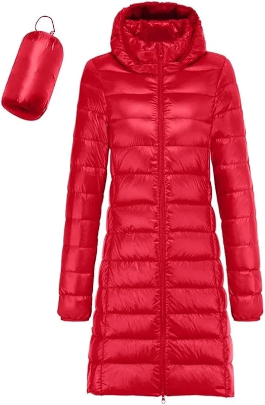 Siyan Chaqueta De Plumón Ligera For Mujer, Abrigo Largo Y Ligero, Chaqueta De Plumón Ultraligera, Abrigo De Plumón For Mujer, Chaqueta De Entretiempo, Chaqueta Larga Y Ligera(Rouge, 3XL) — Roupa aquecida