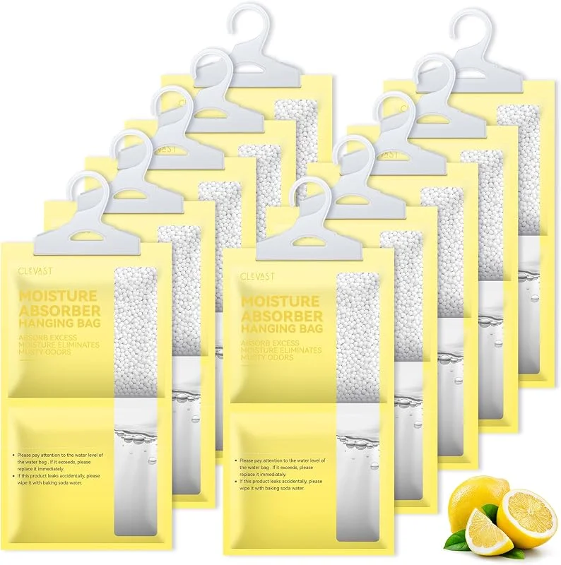 CLEVAST Sacos suspensos anti-humidade com fragrância. Embalagem de 10 x 230 g. Absorvente de humidade para armários, roupas e guarda-roupas, desumidificador para interior, ideal para melhorar a vida — Humidificador