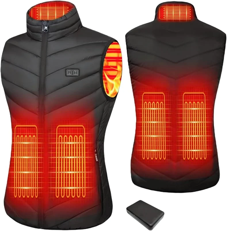 Mincoo Colete Térmico Masculino com Bateria de 10000 mAh, 3 Temperaturas, 5 Zonas de Aquecimento, Casaco Térmico com Carregamento USB, para Esqui, Motociclismo, Caminhadas e Pesca — Roupa aquecida