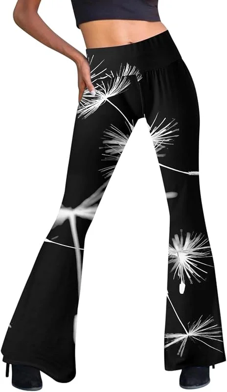 Generisch Pantalones casuales de mujer con pierna acampanada pantalones de cintura alta a cuadros mujer rojo — Roupa aquecida