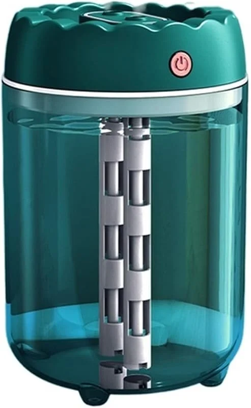 Humidificador de aire eléctrico doméstico gran capacidad, 1800ML, USB, doble boquilla, generador niebla aromática ultrasónica, nebulizador con difusor luz LED(Green)