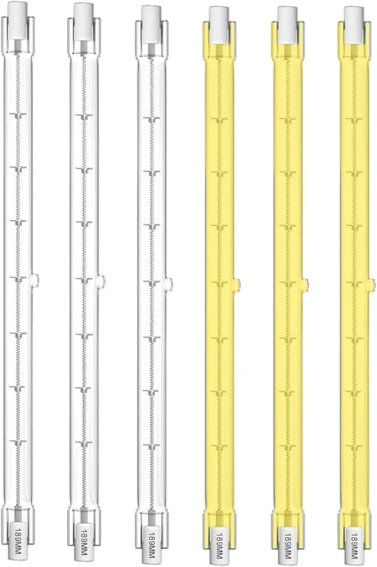 KINGYEENUO Embalagem de 6 1000 W R7s 189 mm halogéneo lâmpada, R7S projetor de halogéneo linear branco quente 2700 K 12000 lm 230 V J189 lâmpada de segurança dupla 189 mm comprimento, dimmable — Aquecimento
