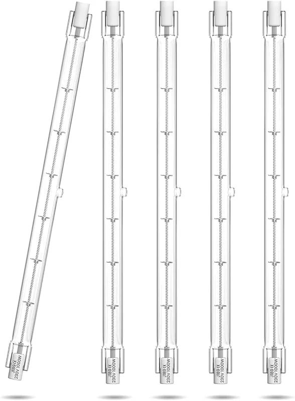 Klarlight R7s Lâmpada halogénica 189 mm fina 1000 W J189 tipo J projetor linear de dupla extremidade regulável branco quente 3000 K, 16000 lm, para luzes de teto, candeeiros de pé, iluminação de paisagem — Aquecimento