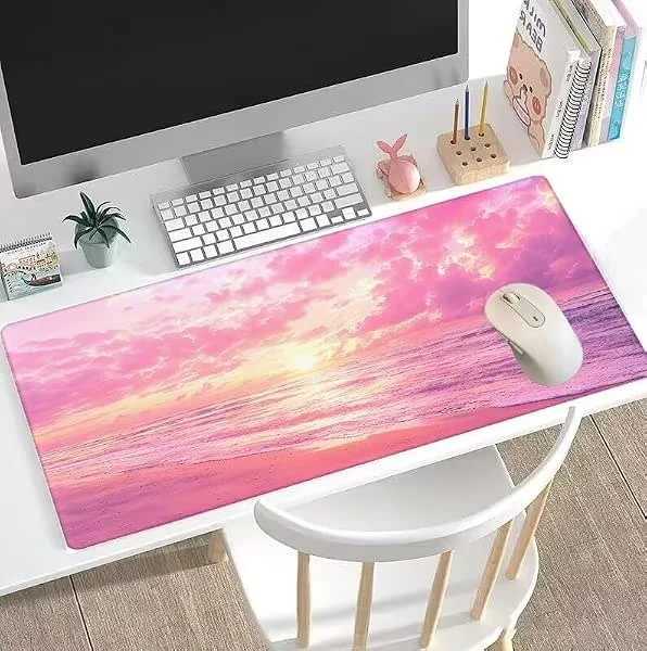 Tapete de rato para jogos rosa tapete rato XXL 1000 x 500 x 3 mm protetor tapete secretária nuvem rato almofada de alta precisão, tapete de rato impermeável, durável, casa, presente W5-695 — Aquecimento