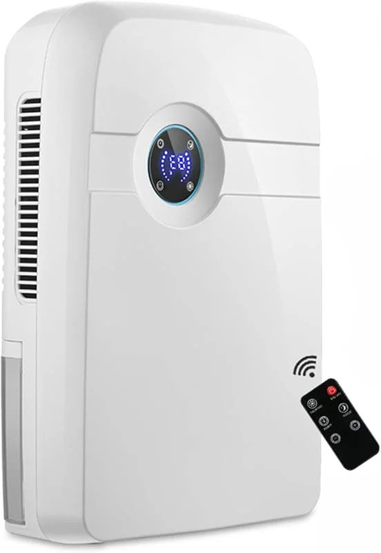 Elétrico portátil desumidificadores de ar com controlo remoto, quarto sala de estar desumidificação com ecrã LED, 2500 ml, sensor de humidade, drenagem contínua, secagem de roupa e temporizador — Humidificador