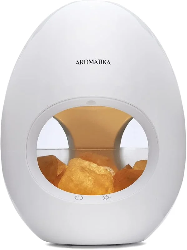 Difusor elétrico ultra-sónico com pedra de sal e luz LED, 250 ml, 6 horas - candeeiro de sal do Himalaia e difusor ultra-sónico de óleos essenciais, difusor de aroma, humidificador e ionizador