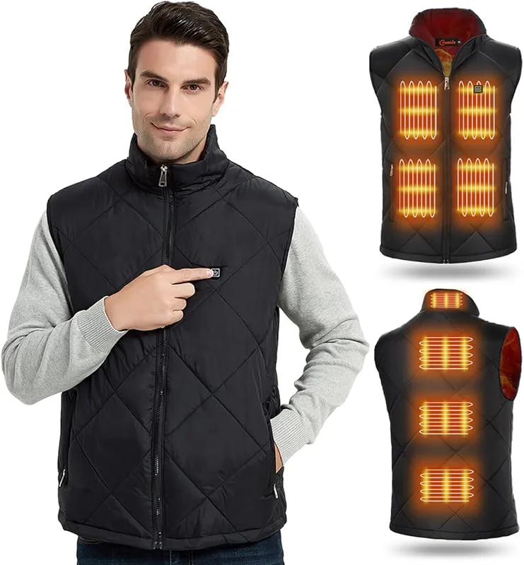 FERNIDA Colete térmico para homens e mulheres, colete de aquecimento elétrico com carregamento USB, 8 zonas de aquecimento (bateria não incluída), Preto e branco — Cozinha e lar