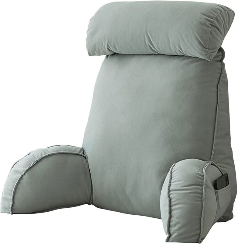 Almohada de lectura con reposabrazos, cojín de apoyo lumbar, almohada de respaldo de sofá, almohada extraíble para el cuello, perfecta para leer, relajarse y ver la televisión. — Aquecimento