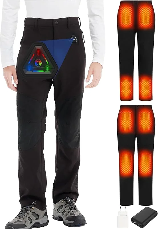 Calças térmicas para homens e mulheres, interruptor de controlo 4 em 1, calças desportivas folgadas de aquecimento, 7, 4 V, 1000 mAh, pacote de bateria — Cozinha e lar